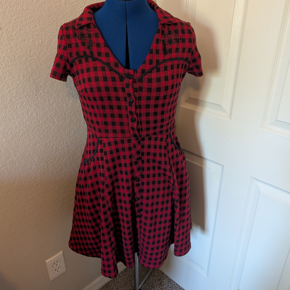 Red and Black Checkered Dress